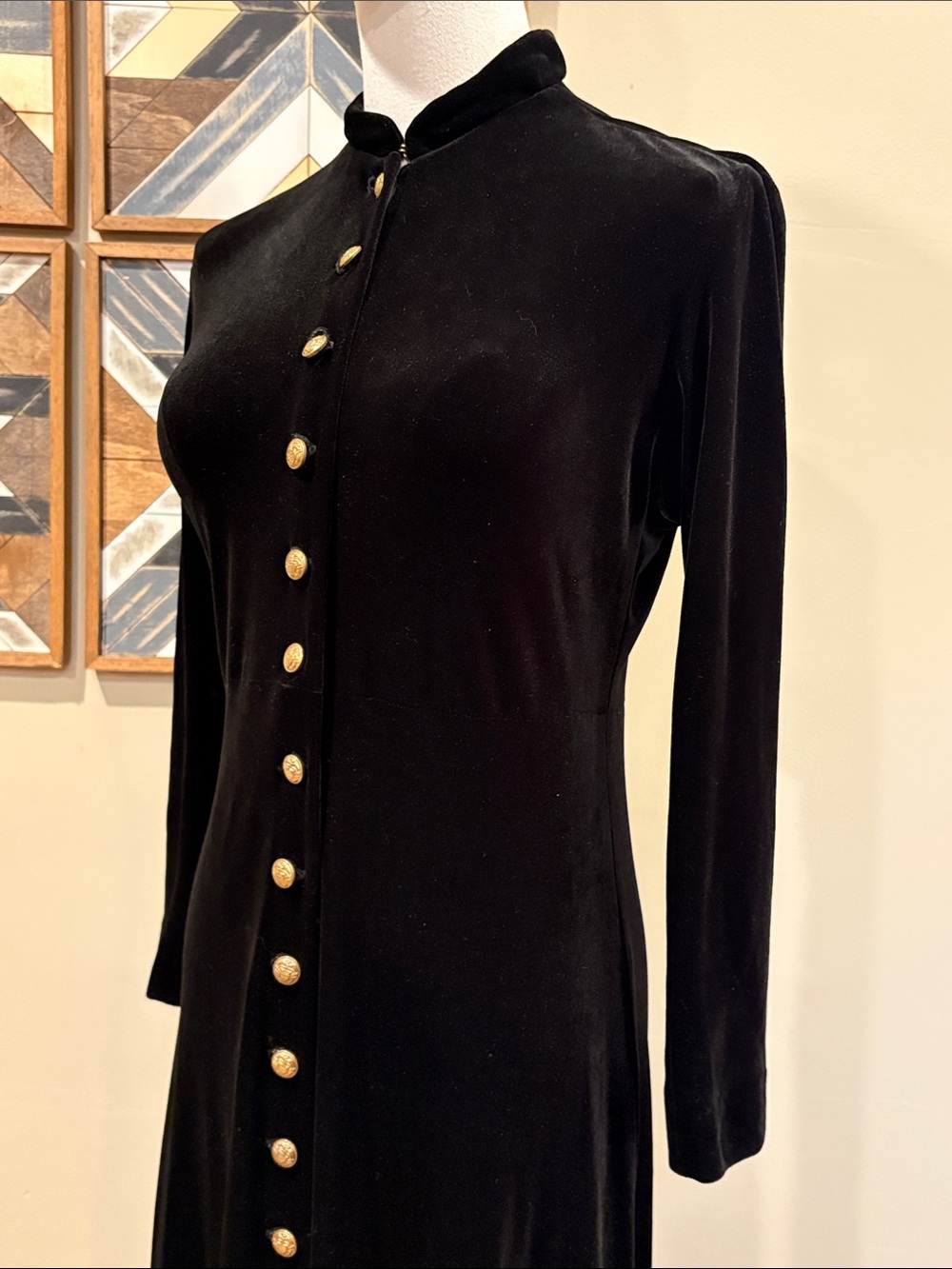 Vintage Ralph Lauren Country 90s Black Velvet Button Down Maxi Dress size Medium - Picture 6 of 14